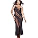 Womens Plus Size Sheer Mesh Lingerie Illusion Nightgown Black Babydoll