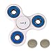 AMP Hand Fidget Spinner with Bonus Caps, New 2017 Non 3D Printed White and Blue , Stress Reducing with Hyper Hybrid Si3N4 Ceramic Bearing, Non Slip Grooved Locking Cap ABEC-9, Prime From Tech Titan