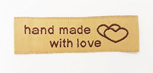 10 Pack of Woven Handmade Labels Handmade with Love Labels for Custom (Coffee)