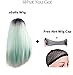 aSulis Ombre Long Natural Straight Black Roots Mint Green Ombre Synthetic Wigs for Women Middle Parting wigs 28