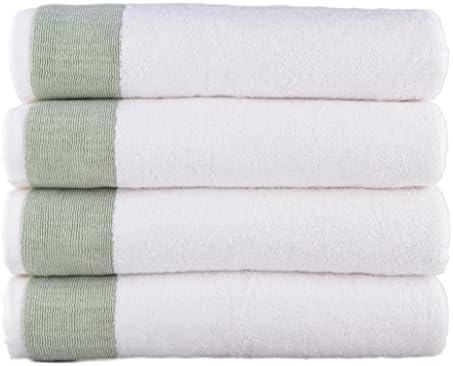 Lunasidus Venice 100-percent Luxury Turkish Combed Cotton Jacquard 4-Piece Bath Towel Set, Sage Green