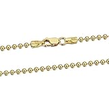 Amberta 18K Gold Plated on 925 Sterling Silver 2 mm Ball Chain Necklace 16