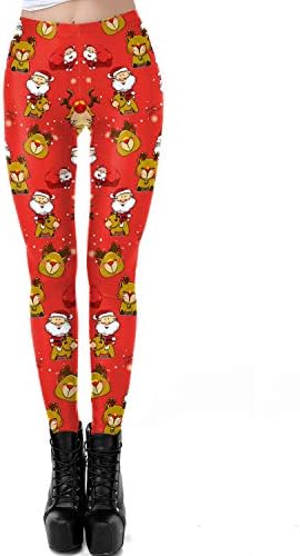 Women's Christma 3D Print Yoga Pants Skinny Workout Gym Leggings Power Flex Running Tights
