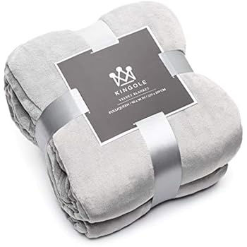 Kingole Flannel Fleece Microfiber Throw Blanket, Luxury Grey Twin Size Lightweight Cozy Couch Bed Super Soft and Warm Plush Solid Color 350GSM (66 x 90 inches)