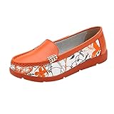 Fheaven Women Flats Shoes Slip On Comfort Shoes Flat Shoes Loafers (US:7, orange)