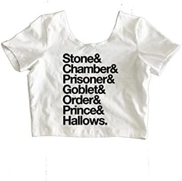 RexLambo Women's Stone Chamber Prisoner Goblet Prince Hallows Crop Top L white