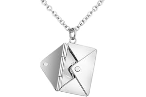 Azusa Sun Envelope Necklace for Couples Personalized Envelope Locket Necklace for Women Love you Pendant Memorial Necklace Mother’s Day Valentine's Day Anniversary Birthday Gift