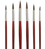 Attmu Paintbrushes (6 Pack), Long Handle Round Brush Set, Art Paint Brushes for Acrylic, Oil, Watercolors