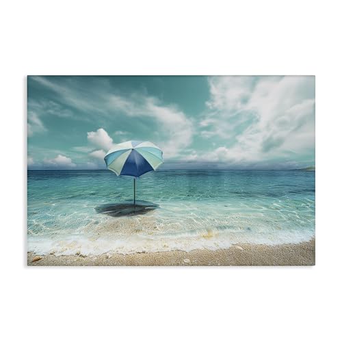 Stupell Industries Beach Umbrella in Shoreline Canvas Wall Art Design by CAD De…