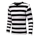 OThread & Co. Men's Long Sleeve Striped T-Shirt Basic Crew Neck Shirts (Small, Black&White)