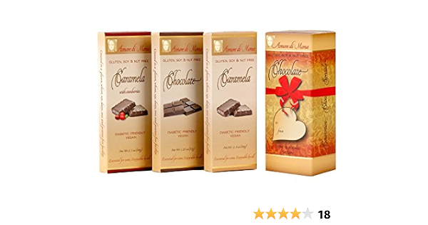 Amore Di Mona Luxury Dark Chocolate & Caramela Gift Box: Vegan, Free Of Gluten, Peanuts, Tree Nuts, Milk & Soy. All-Natural, Allergen & Diabetic Friendly. (Amore Collection: Caramela/Dark Chocolate/Caramela With Cranberries) (858871001660)