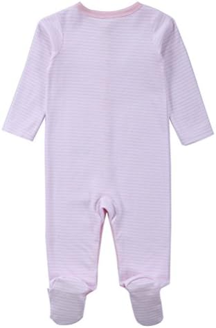 Quoxiao Baby Girl Footed Pajamas, Long Sleeve Soft Cotton Jumpsuit Sleeper (0-12 Months)