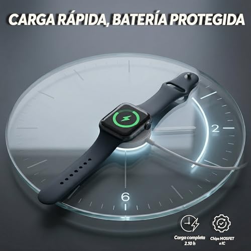 Archy Cargador para Apple Watch Magnetico Entrada Tipo C 2.5W Alta compatibilidad Series 1-9 SE Carga Rapida Y Proteccion de bateria Protege sobre Corriente y limita Temperatura Dispositivo (Blanco)
