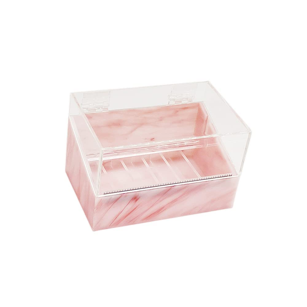 zalati Eyelash Tape Cutter with Multi-Grids Storage Box Roll Tape Holder Tape Tool for False Eyelashes Tape Dispenser - Pink Marble Style