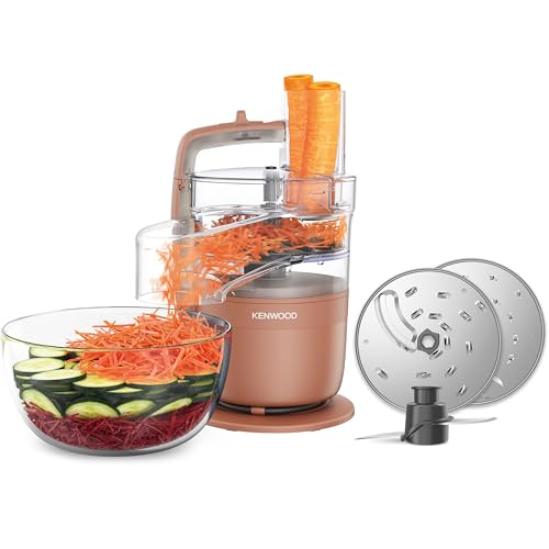 Kenwood MultiPro Compact – Kompakte Küchenmaschine mit Express Serve, Edelstahlmesser, Schneid- und Raspelscheiben, Pulse-Funktion, Rot (FDP23.140RD)