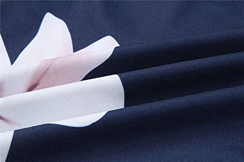 LitBud Women Sundresses Summer for Women Ladies Spaghetti Strap Casual Vintage Party Holiday Button Down Vacation Midi Swing Easter Dress with Pockets Floral Navy Blue Size 8 10 L