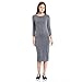 Cotase Women’s Bracelet Sleeve Scoop Neck Classic Bodycon Midi Dress (XL, Dark Grey)