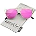 zeroUV - Technologic Full Metal Crossbar Flash Mirror Flat Lens Aviator Sunglasses 54mm (Gold / Purple Mirror)