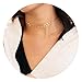 Befettly Womens Dainty Layered Choker Necklace Handmade 14K Gold Fill Hollowout Heart Tassel Wafer Boho Chain-CK6-DB 1