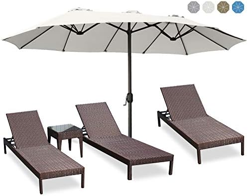 Amazon Com Abccanopy 15 Double Sided Aluminum Table Patio Umbrella Garden Large Umbrella Camping Swimming Pool 7 Colors Beige Garden Outdoor
