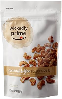 Amazon Brand Wickedly Prime Roasted Cashews Coconut Toffee 8 Ounce Pack Of 3