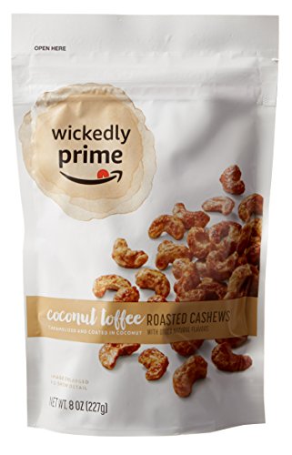 Amazon Brand - Wickedly Prime Roasted Cashews, Coconut Toffee, 8 Ounce (Pack of 3)