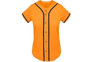 SPTEHW Womens Baseball Jersey Blank Button Down Softball Jersey Hip Hop Hipster Short Sleeve Sports Uniform