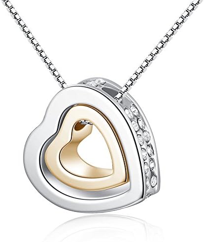 Womens Ladies Necklaces Sale Clearance, Weant Fashion Luxury Crystal Rhinestone Lover Heart Romantic Silver Necklace Pendant Chain Jewelry for Lover Valentine Costume Gifts