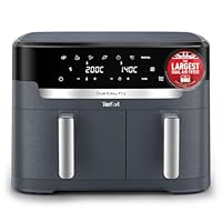 Tefal Easy Fry XXL Dual Zone Digital Air Fryer, 2 Drawers, 11L, 8in1, Air Fry, Extra Crisp, Roast, Bake, Reheat, Dehydrate, 7 Pre-set Programs, Dishwasher Safe Baskets, Java Grey - EY942BG0