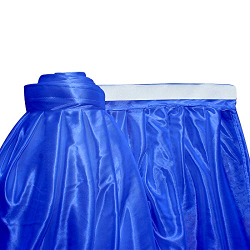 JINSEY 14 ft Shimmer Polyester Table Skirt for Rectangle Tables Ruffle Table Cloth for Wedding, Party, Hotel - Deep Blue