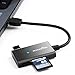USB 3.0 SD Card Reader, Rocketek 4 Slots Memory Card Reader with a 13CM Flexible USB Cord for SDXC/SDHC/UHS-I SD Cards, Micro SD Cards, MMC memory cards - Simultaneously Read 2 Different Memory Cards