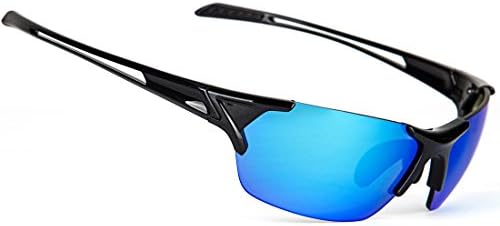Shieldo Polarized Sports Sunglasses for Men and Women Running Cycling Fishing, Mirrored Integrated Polarized Lens Unbreakable Frame