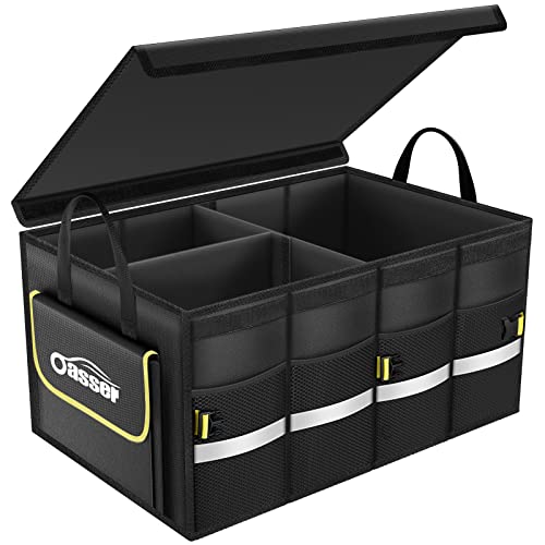 oasser Organizer per Bagagliaio Auto Waterproof 1680D Tessuto Oxford Organizer per Bbaule Auto Pieghevole Multiscomparto Antiscivolo con Base Robusta Borsa per Bagagliaio Auto