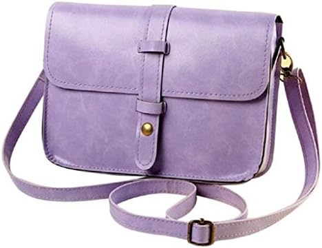Ammazona Women Vintage Leather Cross Body Shoulder Messenger Bag (Purple)