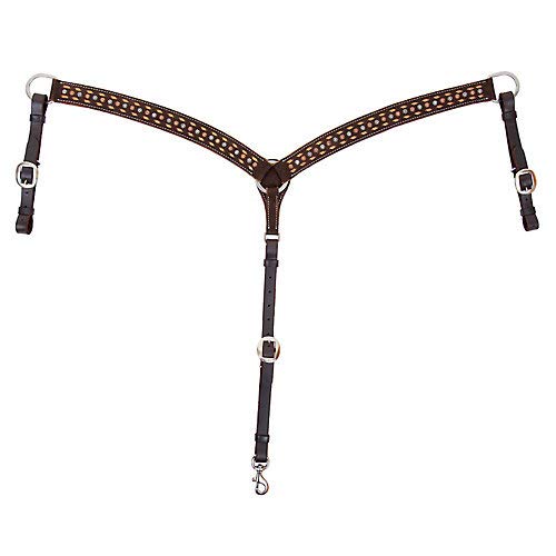 Circle Y Choc Roughout Buckstitch Breast Collar