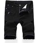LERUCCI Mens Skinny Ripped Destroyed Distressed Jeans Denim Shorts