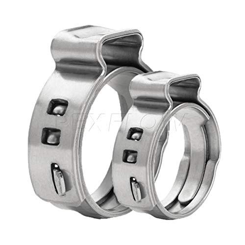 Pexflow PXKT-CR1234 Pex Cinch Clamps - 100 pcs of 1/2 Inch + 50 pcs of 3/4 Inch Stainless Steel Cinch Oetiker Corrosion-Resistant Clamps for Radiant Heating, Domestic Water & Other Plumbing Application