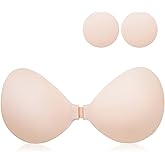 Cbthet Adhesive Invisible Bra for Women - Sticky Bra Strapless Push Up, Seamless Backless & Nipple Cover