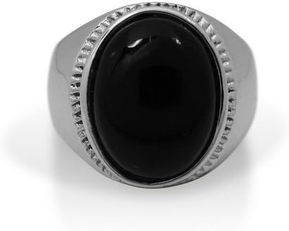 Classic Oval Stone Black Agate Silver Biker Ring for Harley Davidson Motor Road King Indian Chopper Rider TR-54 (10)