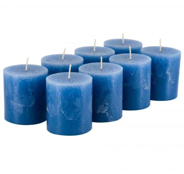Rustic Pillar Candles - SafeCandle - Wax Candles / Rustic Candles / Advent Candles Christmas Timeless Klein: Höhe 8cm / Ø 7cm Sapphire blue