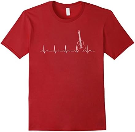 Mens Guitar Heartbeat Shirt A Heartbeat And A Guitar XL Cranberry