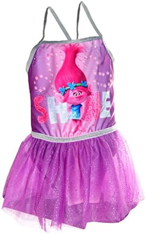 Trolle DreamWorks Swimdress Kids Swimsuit,Dress Trolls|Poppy Swimwear Official Licensed,5 Sizes