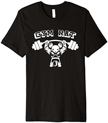 Mens Gym Rat Illustrated Fitness Workout T-Shirt - Slim Fit Large Black