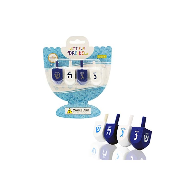 Wood Dreidel Bulk Solid Blue & White Wooden Hanukkah Dreidels Hand Painted with English Transliteration- Includes Game…