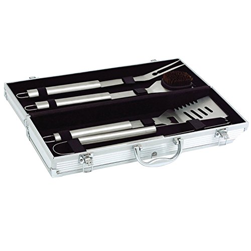 Edelstahl Profi Grillbesteck-Set 5-teilig im Aluminium-Koffer BBQ Grill-Utensilien Besteck Zubehör fürs Grillen – Bild 3