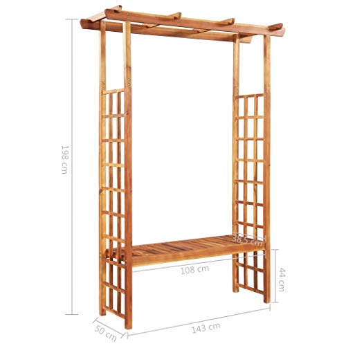 mewmewcat Upgraded Version Pergola Arbor Arch Outdoor Trellis Garden with Bench for Climbing Plants Bridal Party Decoration Over High Outdoor Solid Acacia Wood 77.9" x19.7x56.3