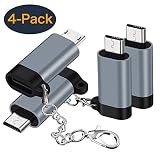 USB C to Micro USB Adapter, (4-Pack) Type C Female to Micro USB Male Convert Connector with Keychain Charge & Data Sync Compatible Samsung Galaxy S7/S7 Edge, Nexus 5/6 and Micro USB Devices(Grey)