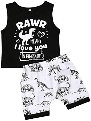 Little Boys Summer Cartoon Outfits,Jchen Kid Baby Boy Letter Cartoon Dinosaur Print Vest+Shorts Casual Outfits for 0-3 Yrs