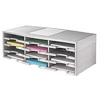 Office Depot Stackable Plastic Literature Organizer, 12 Compartments, Gray, 40401