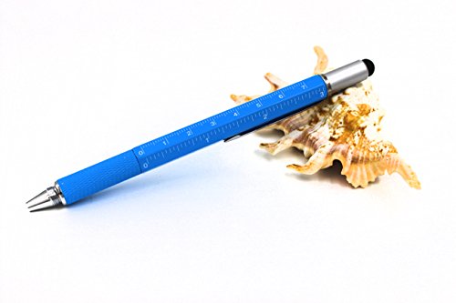 2PCS PACK 6 in 1 Screwdriver Tool Pen - Mini Multifunction Pen with Stylus, Flat and Phillips Screwdriver Bit, Bubble Level and inch cm Ruler all in one (Sky blue) - Thumbnail 4